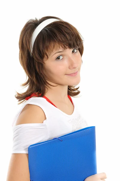 Το νεαρό κορίτσι με ένα φάκελο — Φωτογραφία Αρχείου