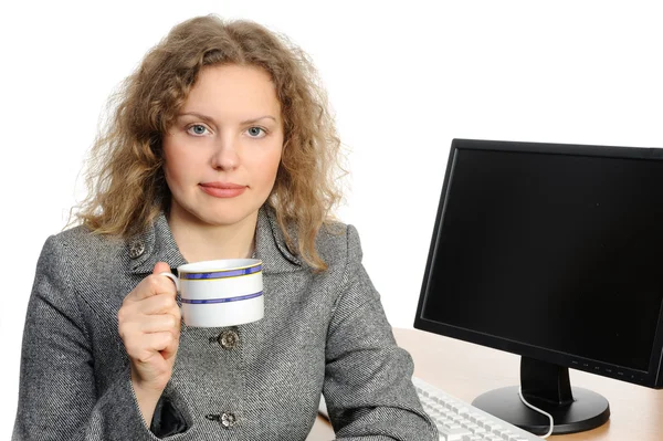 Geschäftsfrau mit einer Tasse — Stockfoto