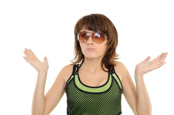 The surprised girl in sunglasses — Stock Photo, Image