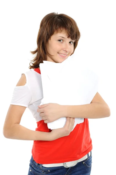The young girl with documents — Stock Photo, Image