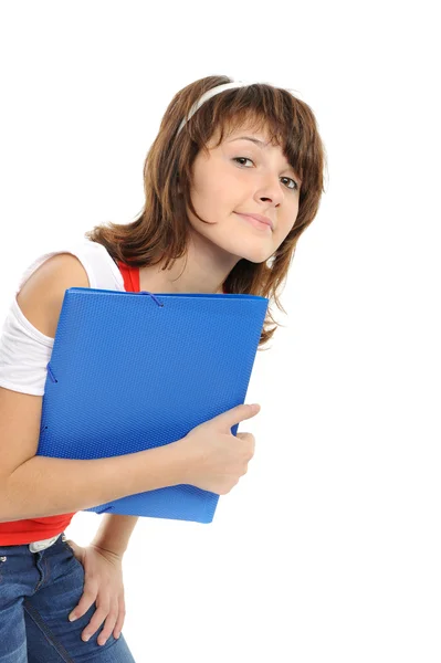 The young girl with a folder — Stock Photo, Image