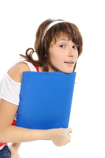 The young girl with a folder — Stock Photo, Image
