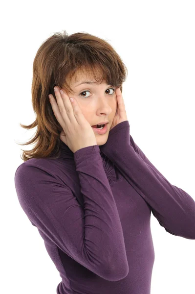 Young woman looking surprised Stock Photo