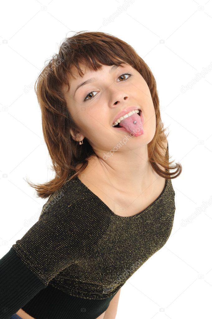 Girl sticking her tongue out 