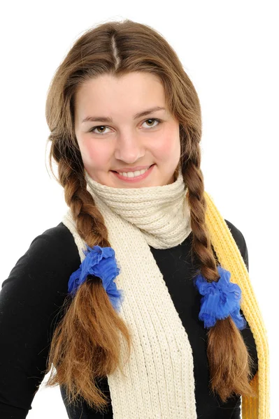 Happy girl with long hair Braided — Stock Photo, Image