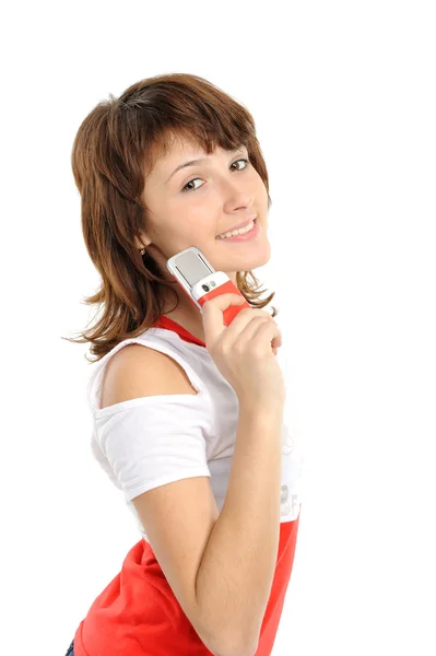 Het meisje met telefoon — Stockfoto