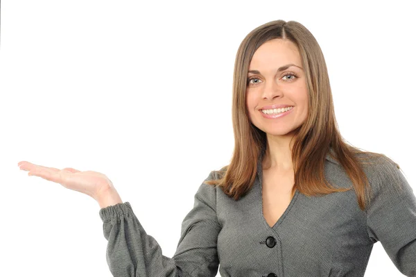 Woman presenting copy space — Stock Photo, Image