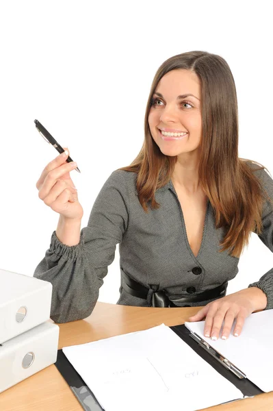 Portrait of business woman with a folder — Stock Photo, Image