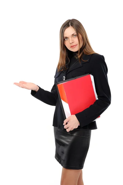 Woman presenting copy-space — Stock Photo, Image