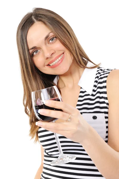 Schöne Frau mit Glas Rotwein lizenzfreie Stockfotos