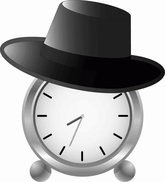Alarm-clock in hoed — Stockvector