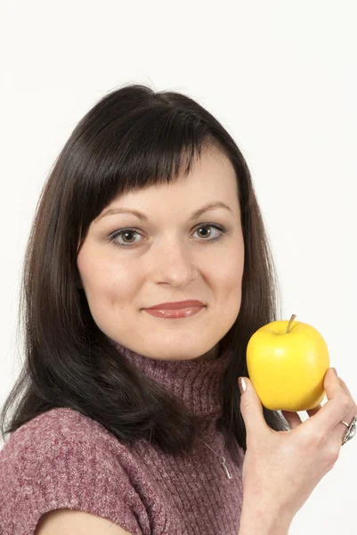 Retrato menina atraente com frutas — Fotografia de Stock