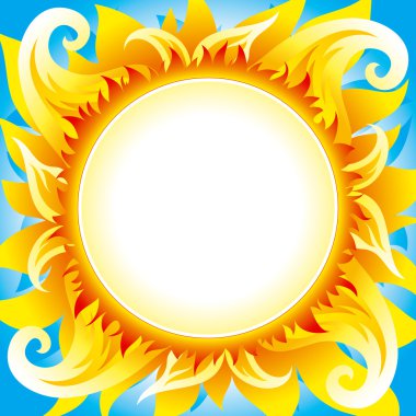 Fiery sun vector background clipart