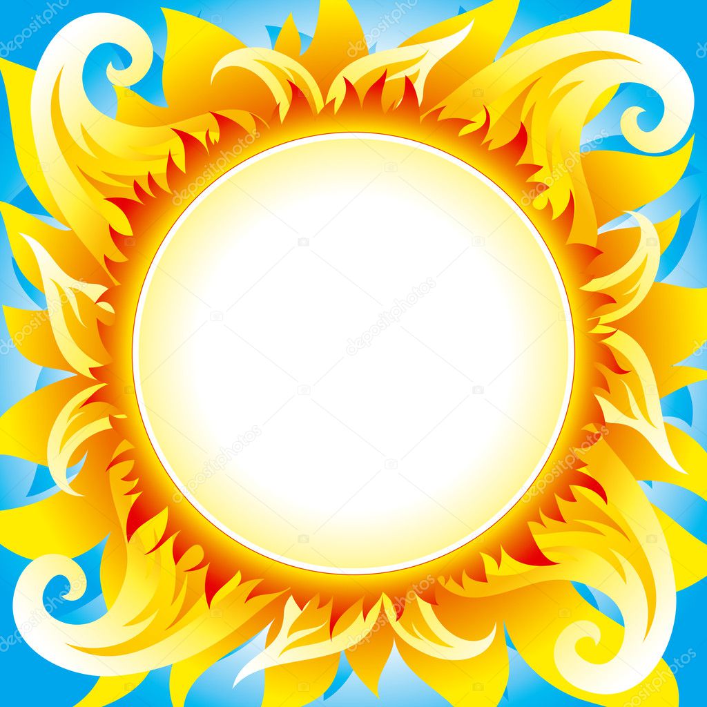 Fiery sun vector background