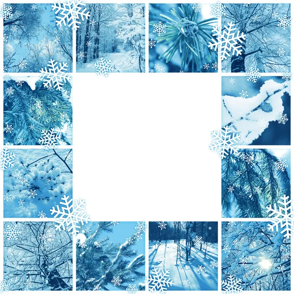 Kış mozaik çerçeve — Stok fotoğraf