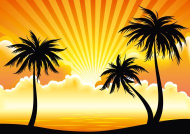 Vector sunset coastline clipart