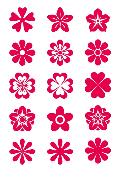 15 siluetas de flores — Archivo Imágenes Vectoriales