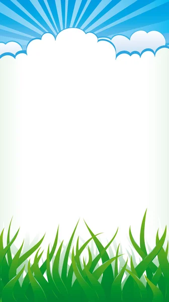 Bakgrund med gräs och moln — Stock vektor