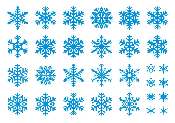 Set de copos de nieve de 30 vectores — Vector de stock