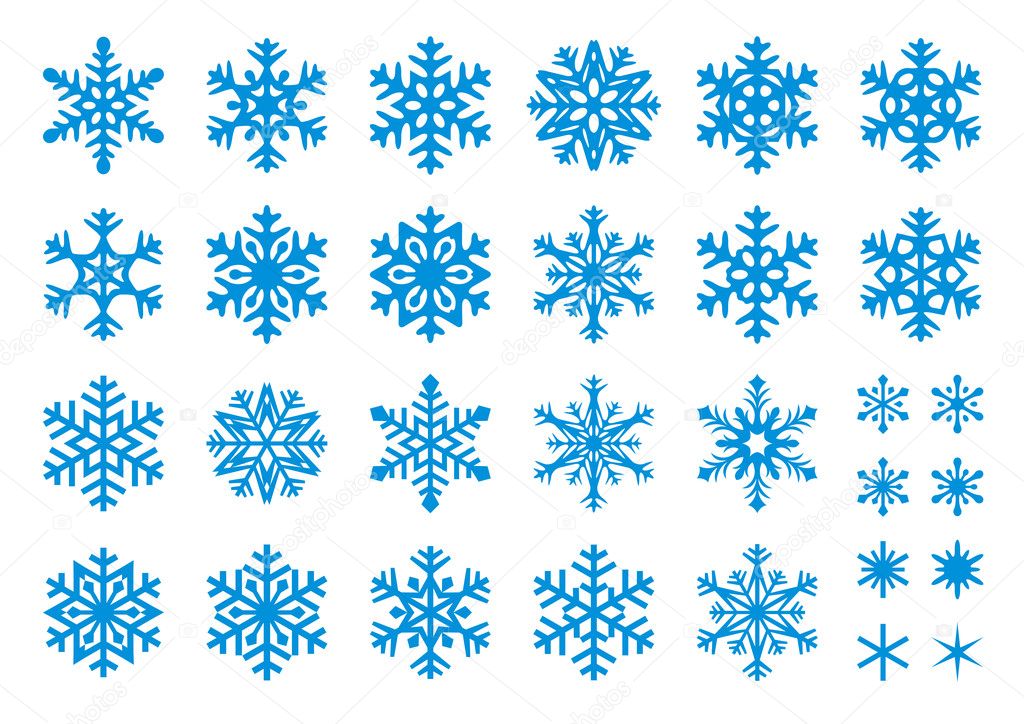 30 Vector Snowflakes Set