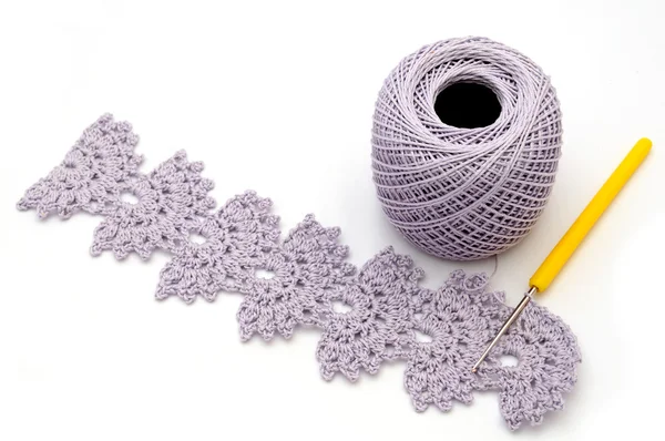Cotton yarn with crochet work — Stock Photo, Image
