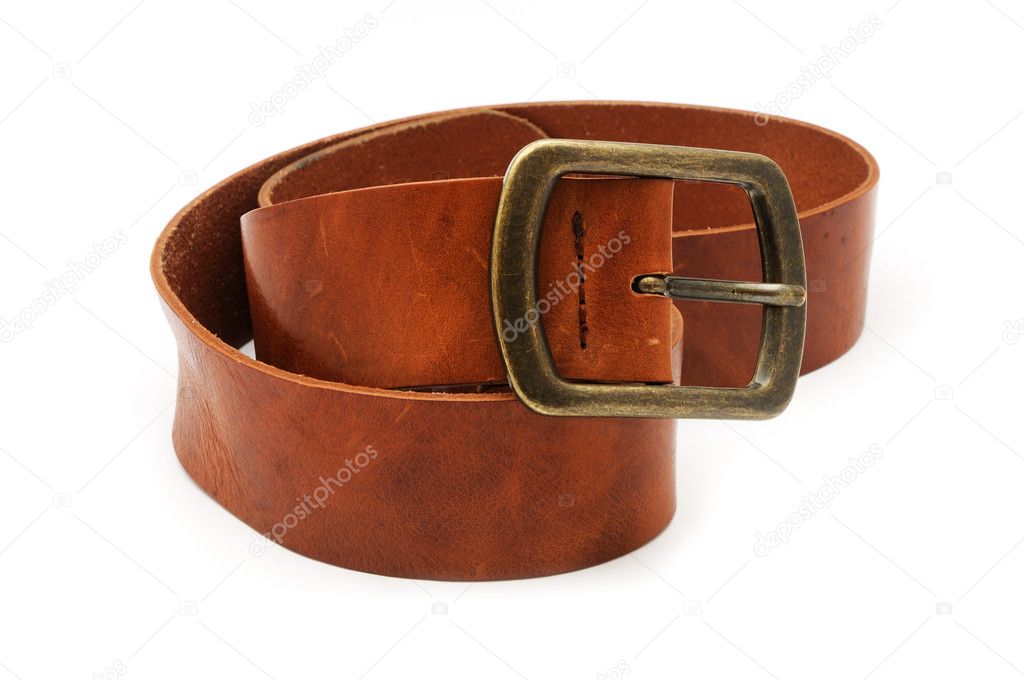 Leather belt isolated on white backgroun