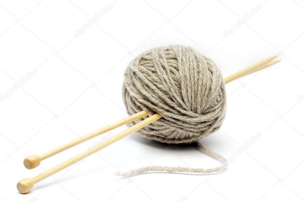 Wool yarn with bamboo needles