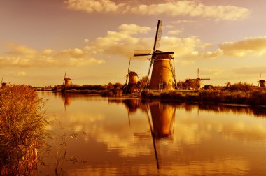 Windmill in Kinderdijk, Holland clipart