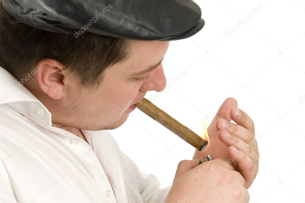 Macho man smoking cigar