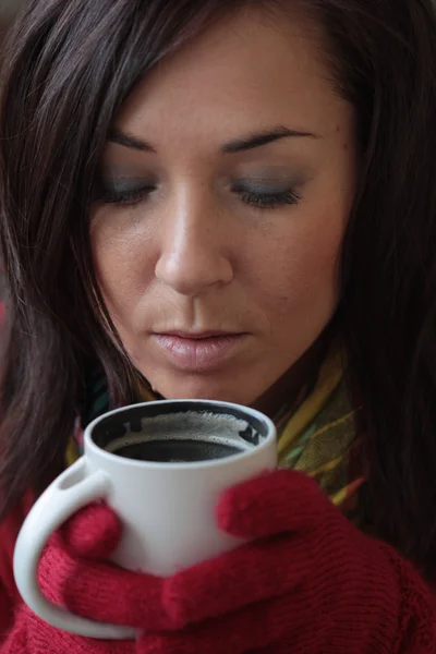 stock image Woman with Cup of hot coffee