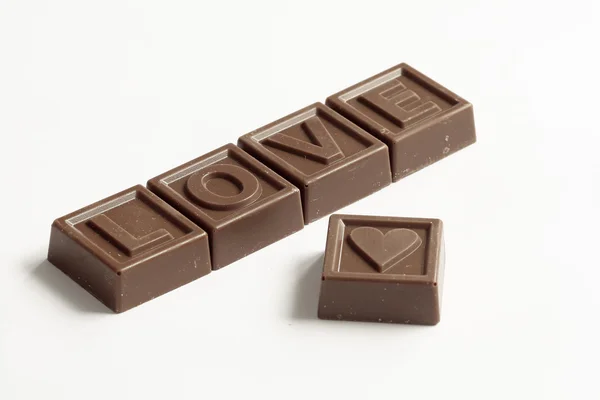 Ord jeg elsker Du laget av liten sjokolade – stockfoto