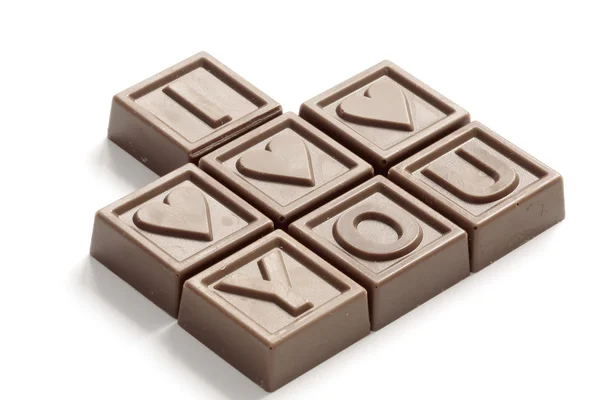 Words I love You made of little chocolat — Stock Photo, Image