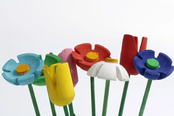 Color flowers made of wood — Stock Photo, Image