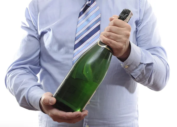 stock image Businessman with bottle of Champagne