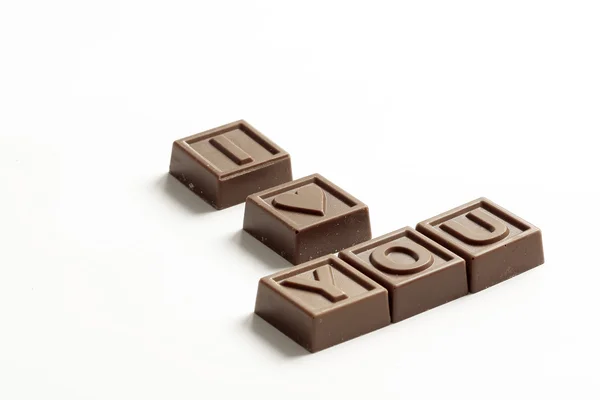 Jeg elsker deg Du laget av små sjokolader – stockfoto