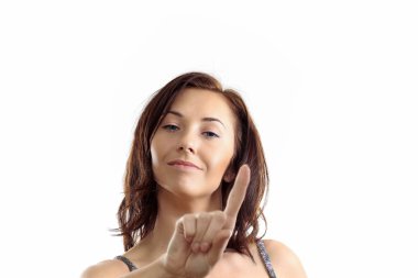 A woman showing sign ban, say NO! clipart