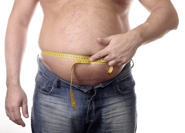 Homens gordos com medida — Fotografia de Stock