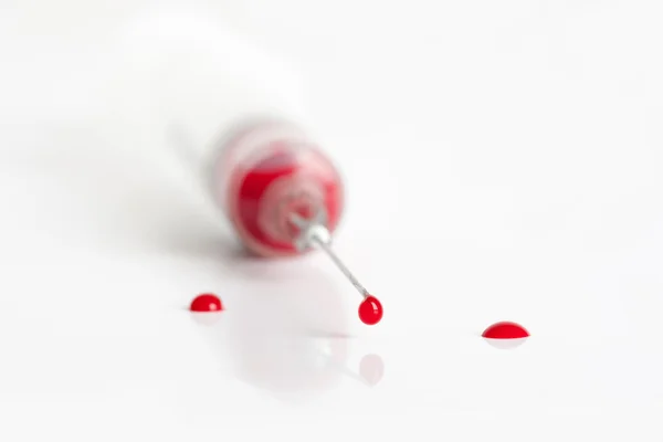 Siringa con sangue — Foto Stock