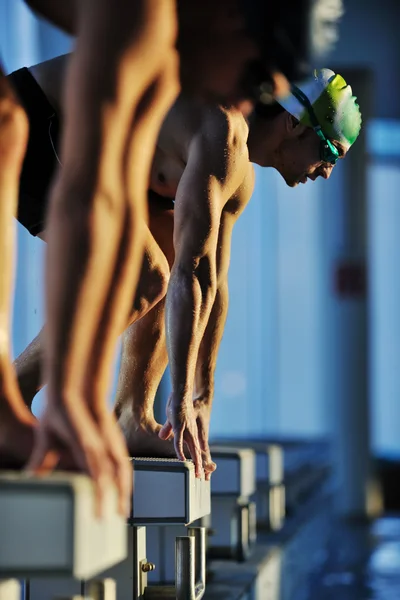 Fiatal swimmmers elkezd úszás — Stock Fotó