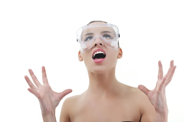 Mujer con gafas de protección — Foto de Stock