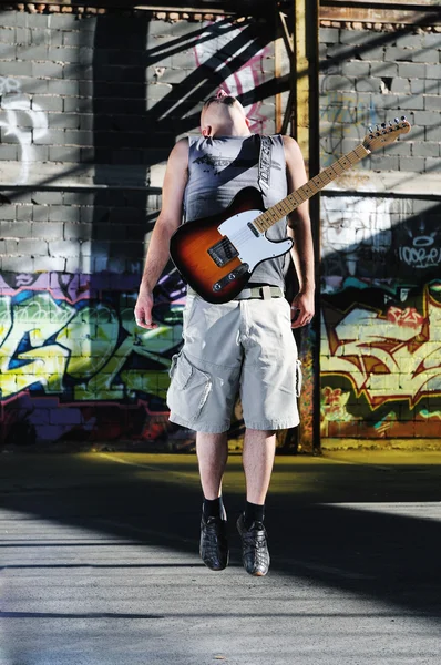 Music guitar player outdoor — Stock Photo, Image