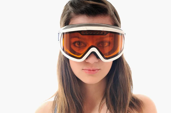Žena lyžařské brýle — Stock fotografie