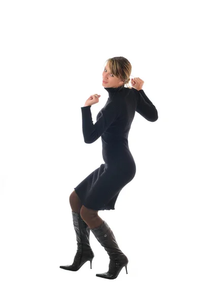 Žena v černých šatech — Stock fotografie