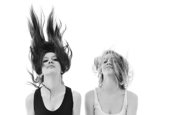 Partito donna isolato con vento in capelli — Foto Stock