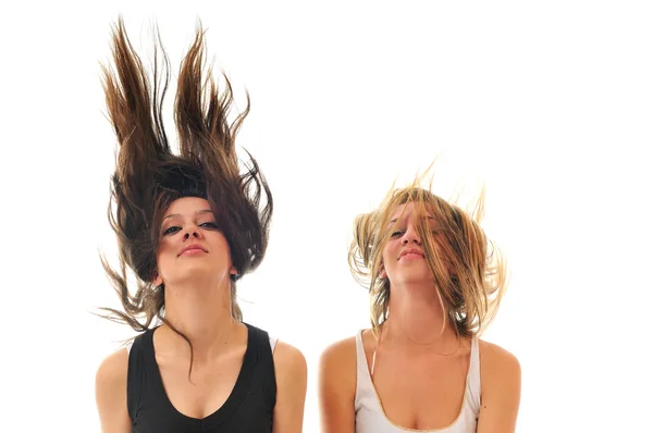 Festa mulher isolada com vento no cabelo — Fotografia de Stock