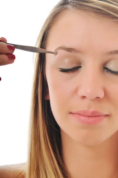 Kvinna isolerade eye brow skönhetsbehandling — Stockfoto