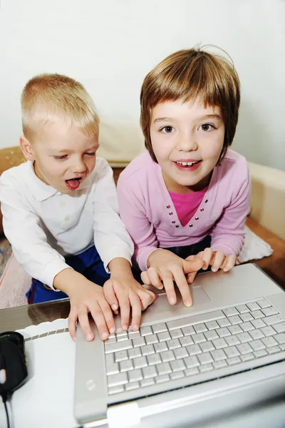 Two happy children playing games Royalty Free Stock Images