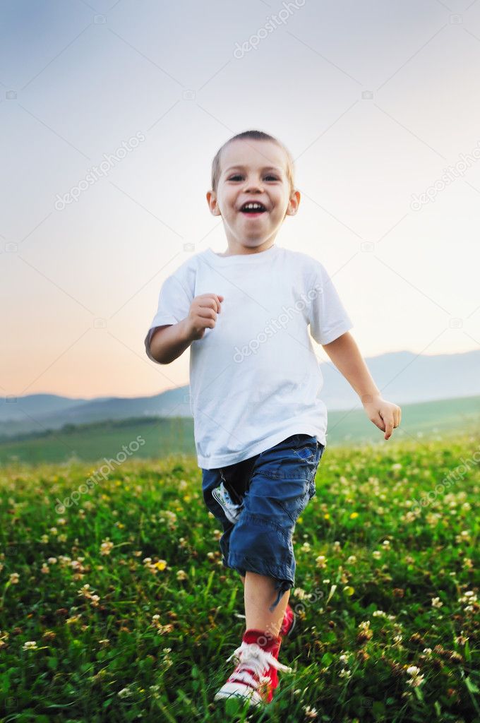 Happy child has fun outdoor