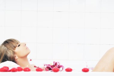 Woman bath flower clipart