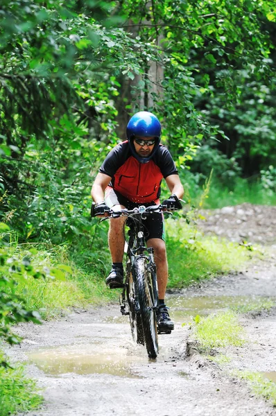 마운트 자전거 남자 야외 — 스톡 사진